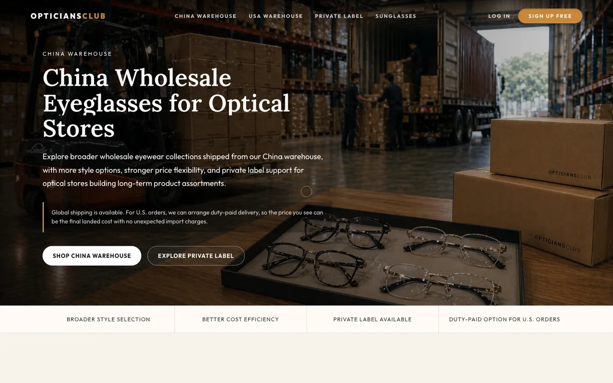 OpticiansClub official website acetate supply information