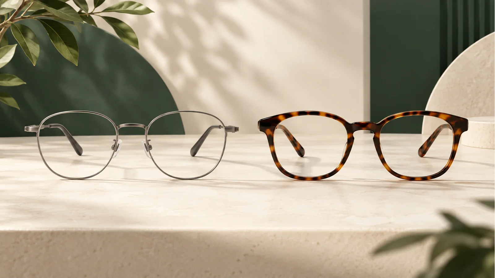 Editorial comparison of thin metal and thick patterned frames