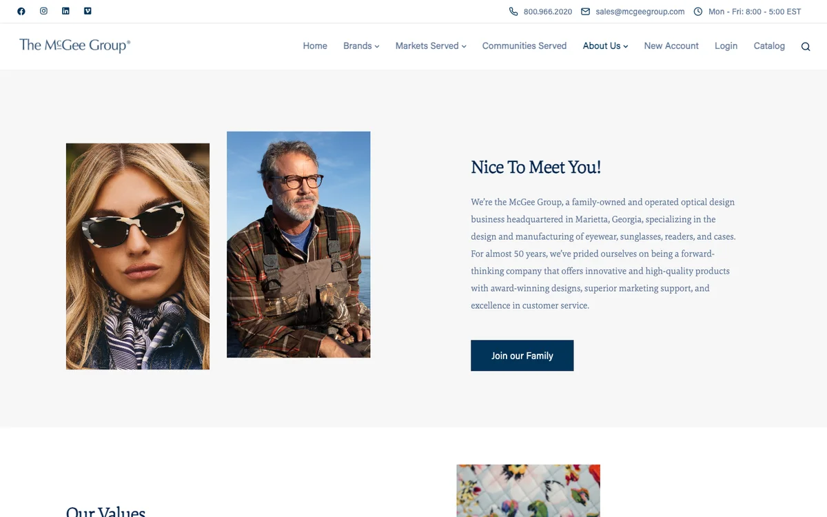 The McGee Group official About page screenshot