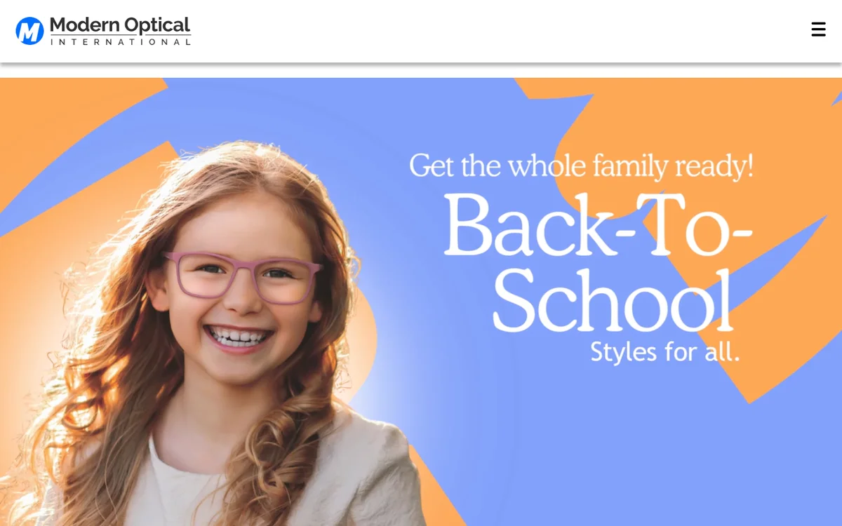 Modern Optical official website screenshot