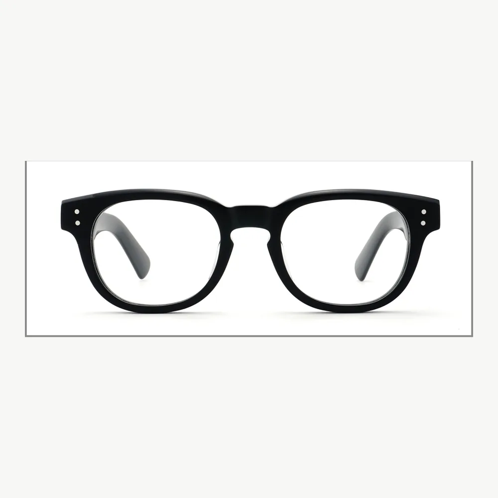 Black acetate optical frame shown from the front