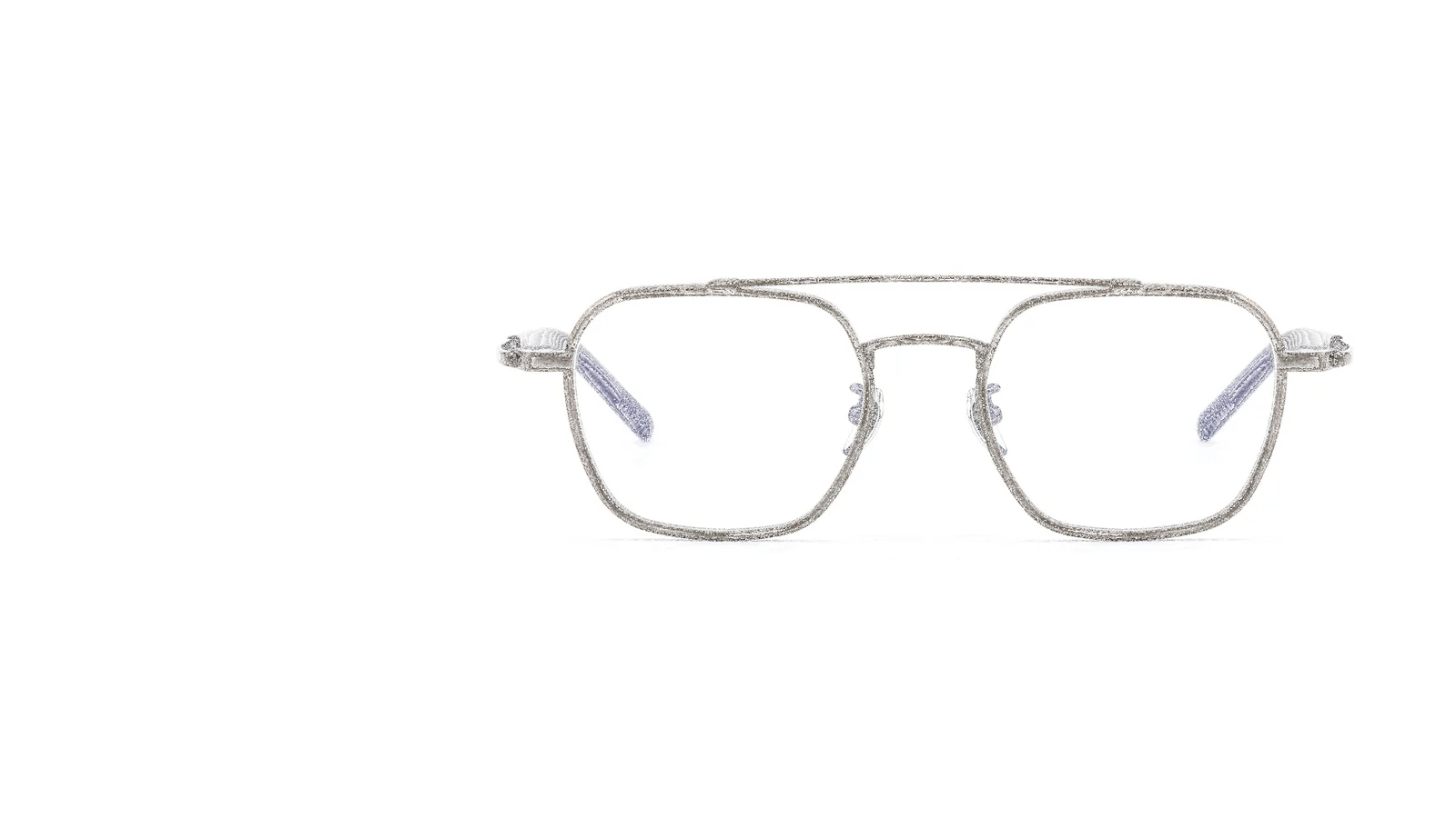 Double-bridge titanium optical frame shown from the front