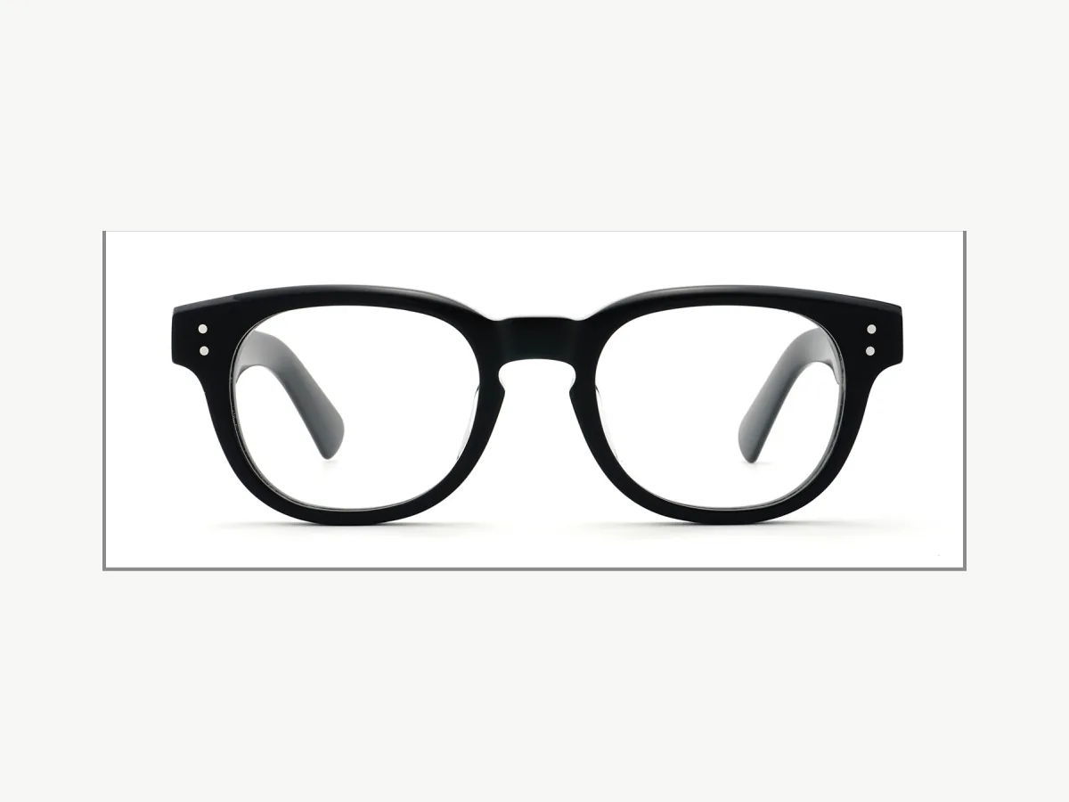 Black acetate optical frame shown from the front