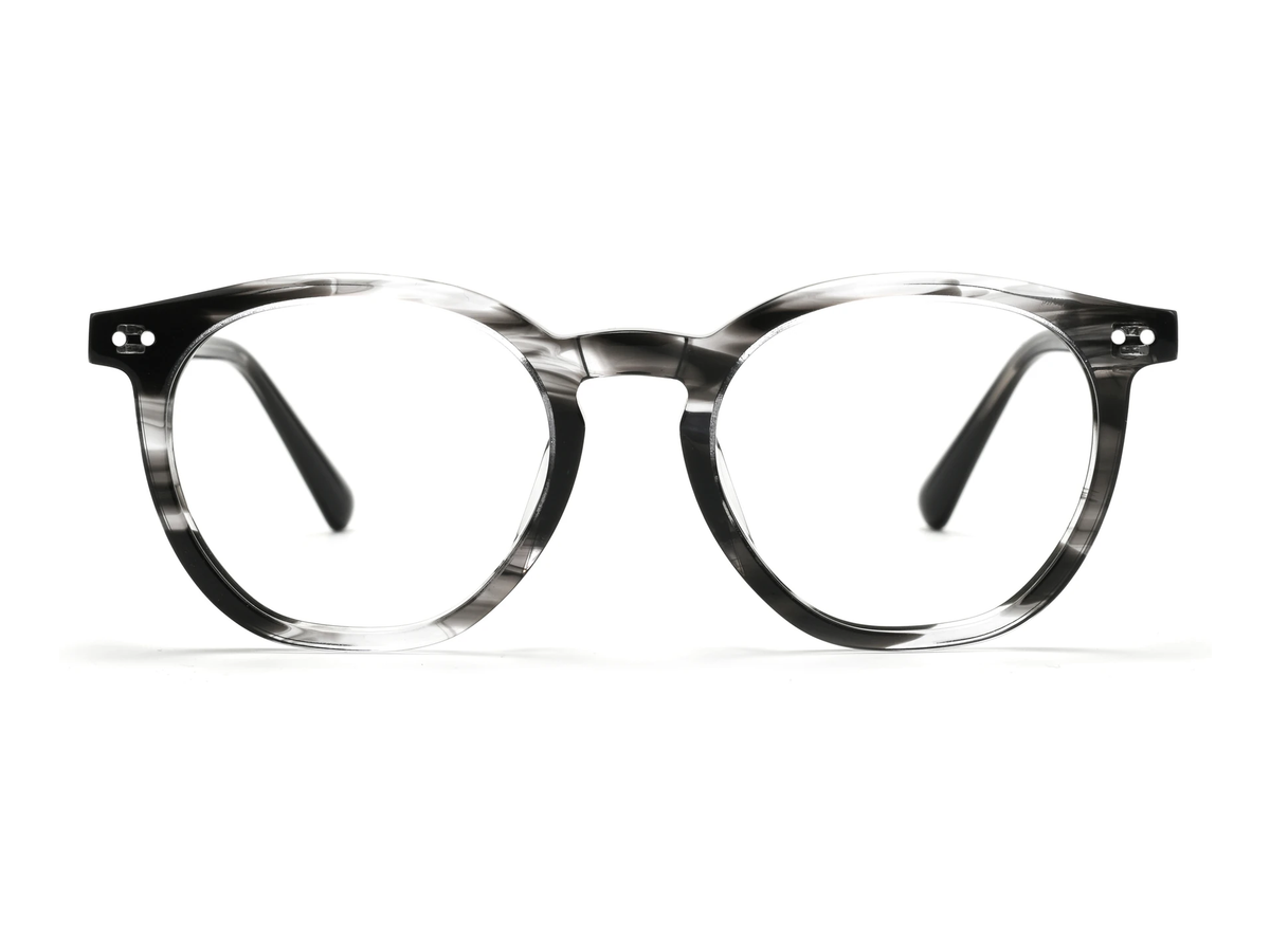 Centered front view of acetate eyeglass frame GG6014F