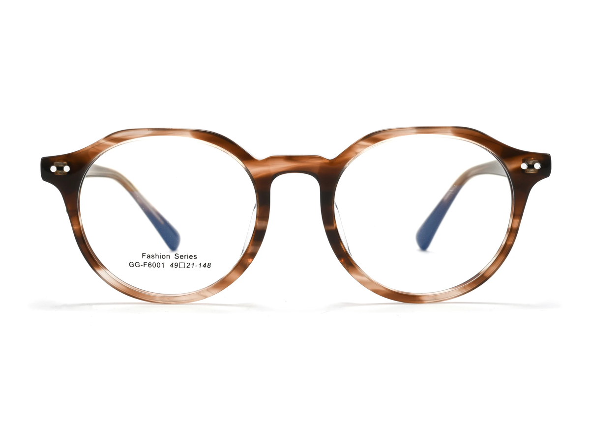 Centered front view of acetate eyeglass frame GGF6001BJZ
