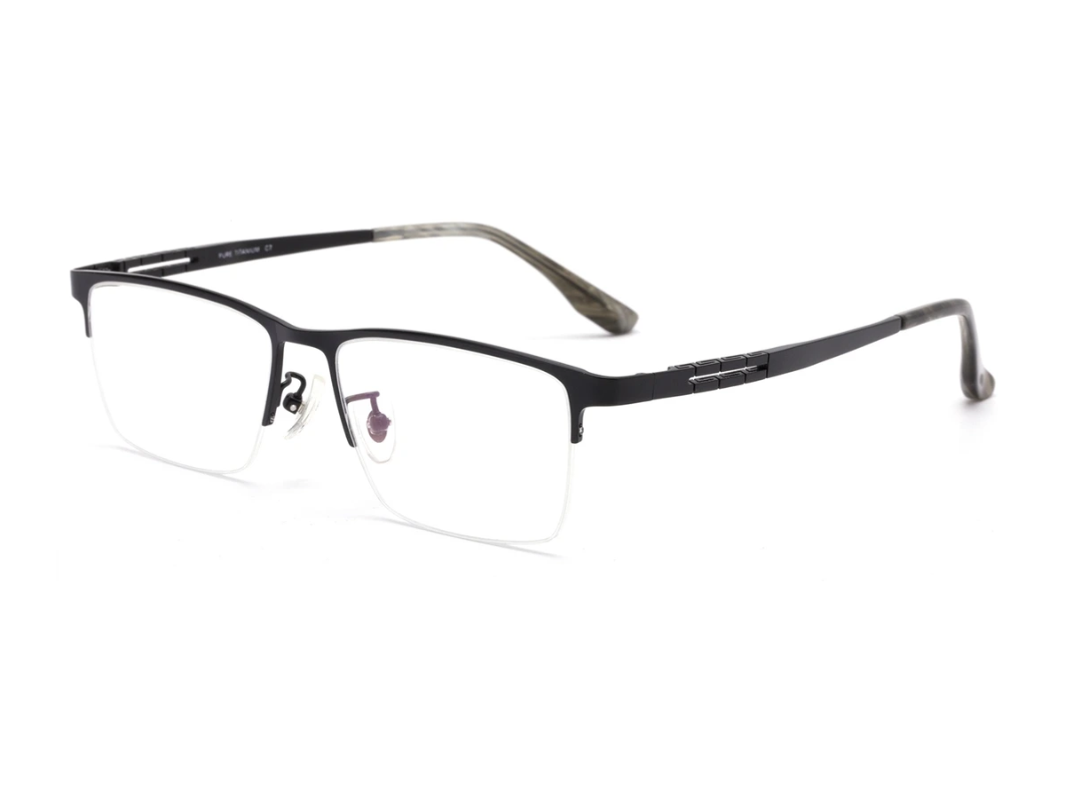 Pure titanium eyeglass frame model T2015 centered on a white background