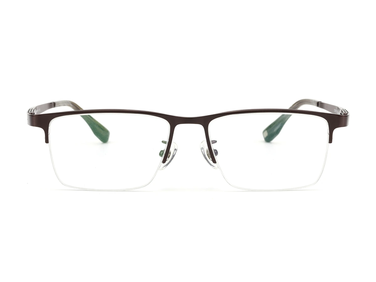 Pure titanium eyeglass frame model T2015 shown from the front