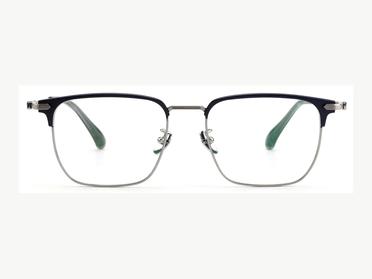 Black titanium optical frame shown from the front